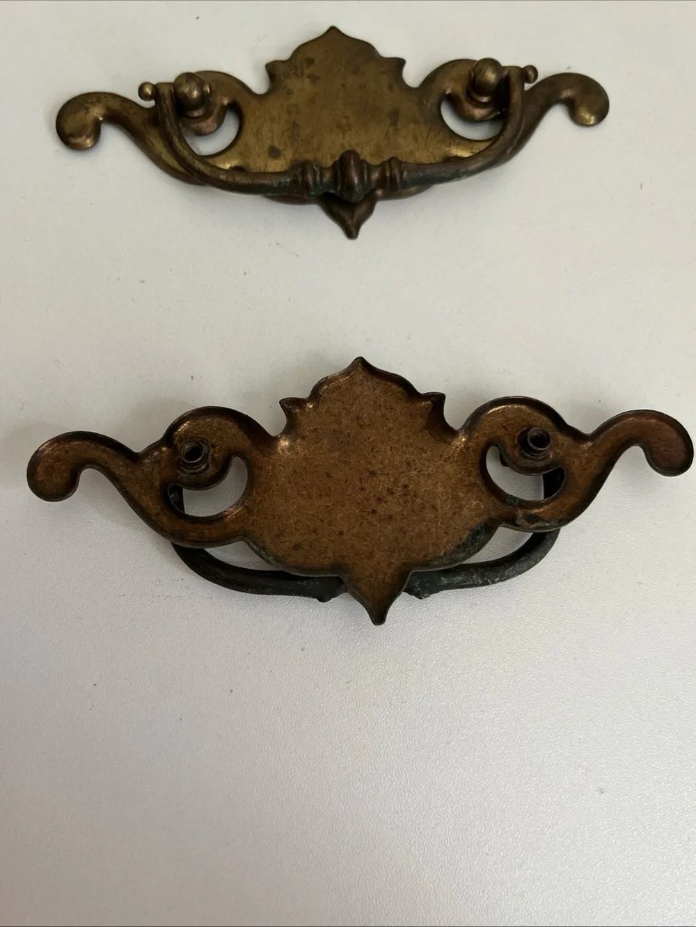 Vintage Brass Bronze Plate Batwing Drawer Pulls Chippendale Style Large Lot of 4